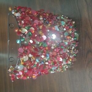 Beaded wall sconce, candle holder, multi color